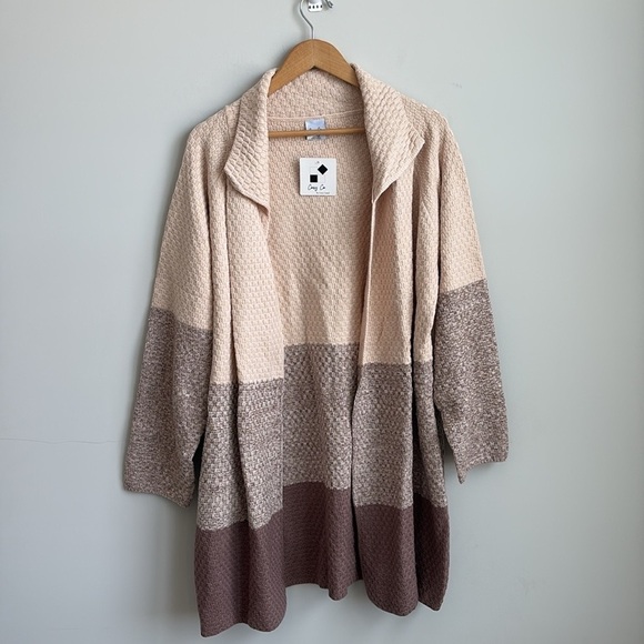 Cozy Co. Tri Color Open Front Cardigan Sweater NEW! - Picture 3 of 8